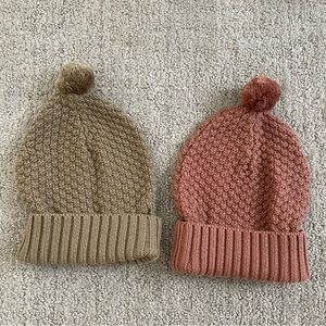Quincy Mae Knit Pom Beanie Bundle, Size 1-3 Y, Olive, Clay